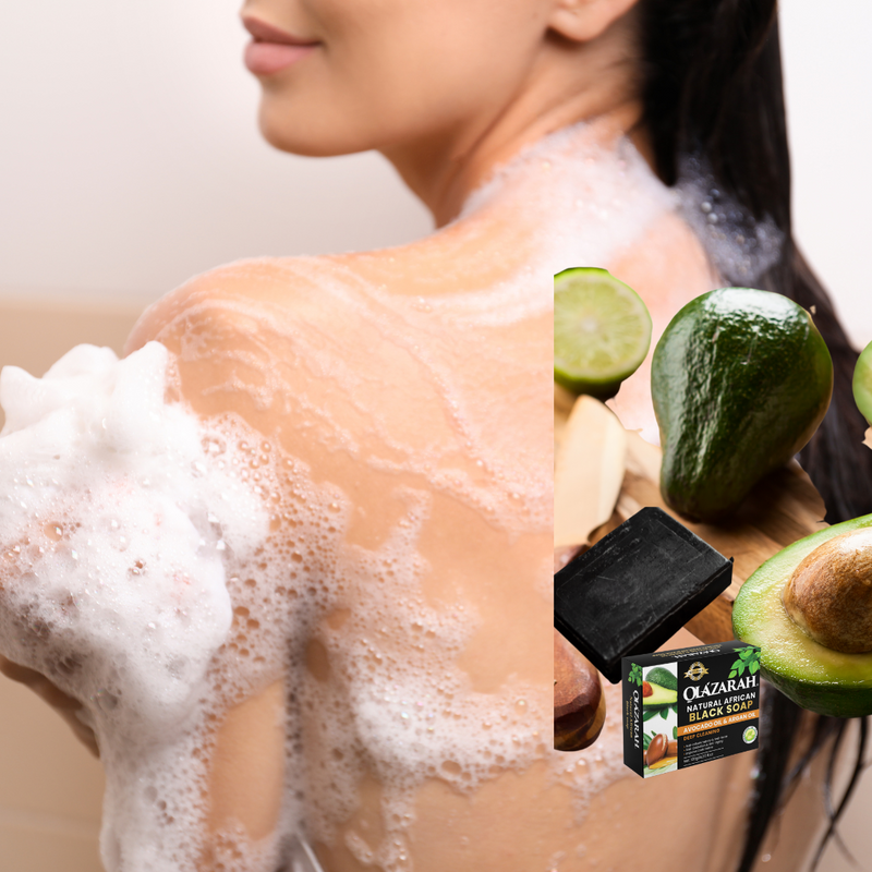 Avocado Butter Body Cream w/Shea Butter and Natural African Black Soap Infused w/Avocado & Argan Oil(bundle) for all skin types, 12 oz