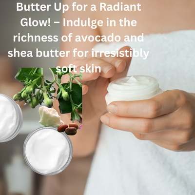 Avocado Butter Body Cream w/Shea Butter and Natural African Black Soap Infused w/Avocado & Argan Oil(bundle) for all skin types, 12 oz