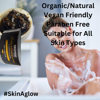 Natural African Black Soap Body Scrub: Antioxidant & Anti-Aging Infused w/Organic Shea Butter, Aloe Vera, and Honey for Glowing & Moisturizing Skin | 7 oz.