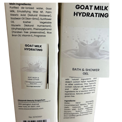 Olazarah Skin Aglow Goat Milk Hydration Lotion & Shower Gel Bundle - 8 Fl. oz Each of Nourishing Bliss, Paraben & Gluten-Free Skincare for Ultimate Softness (2 piece set)