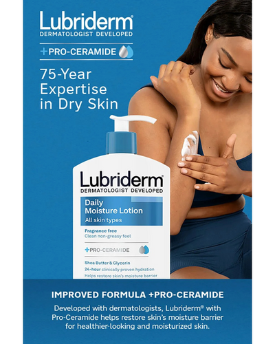 Lubriderm Daily Moisture Body Lotion, Fragrance Free, All Skin Types, 24 fl. oz.