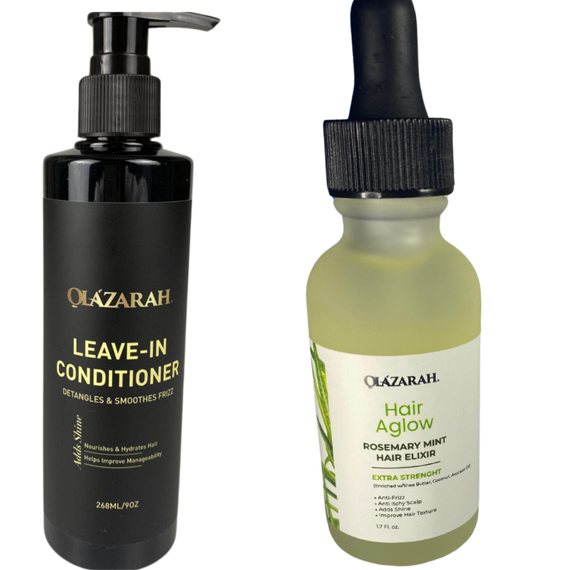 Peppermint & Tea Tree Leave-In Conditioner + Rosemary & Mint Hair Oil Elixir - Ultimate Scalp Therapy Set for All hair Types, 10 Fl. oz