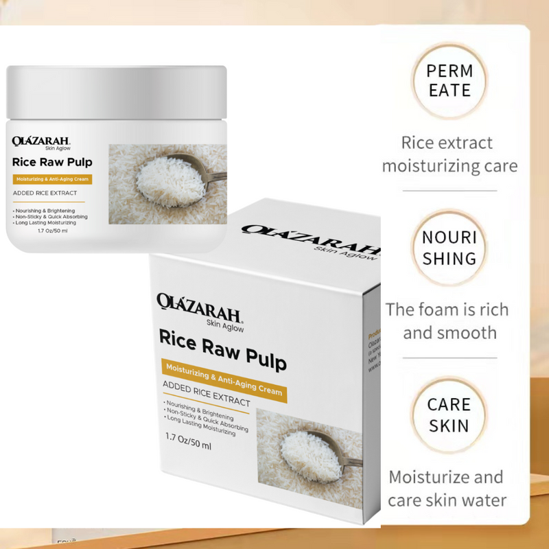 Rice Raw Pulp Cream for Face – Facial Moisturizing, Nourishing and Hydrating with Rice Extract for Women – Day Anti-Aging Moisturizing Cream – For All Skin Types, 1.7 oz
