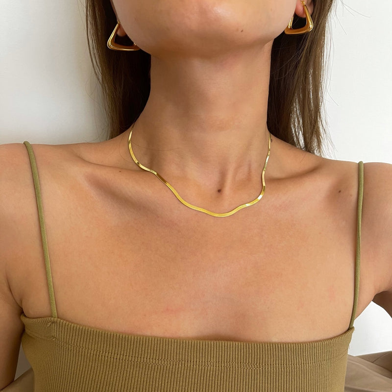 Luxury 18K Gold-Plated 925 Silver Herringbone Snake Chain – 40cm