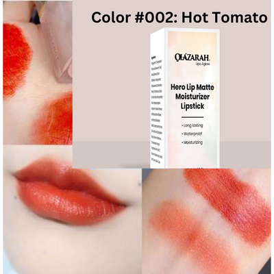Lip Matte Cream long lasting waterproof moisturizer formula lipstick (Color #002: Hot Tomato), 1 oz (packaging may vary)